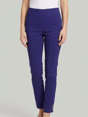 7th Avenue Design Studio Blue Stretch Slim Fit Ankle Pants Button Details M